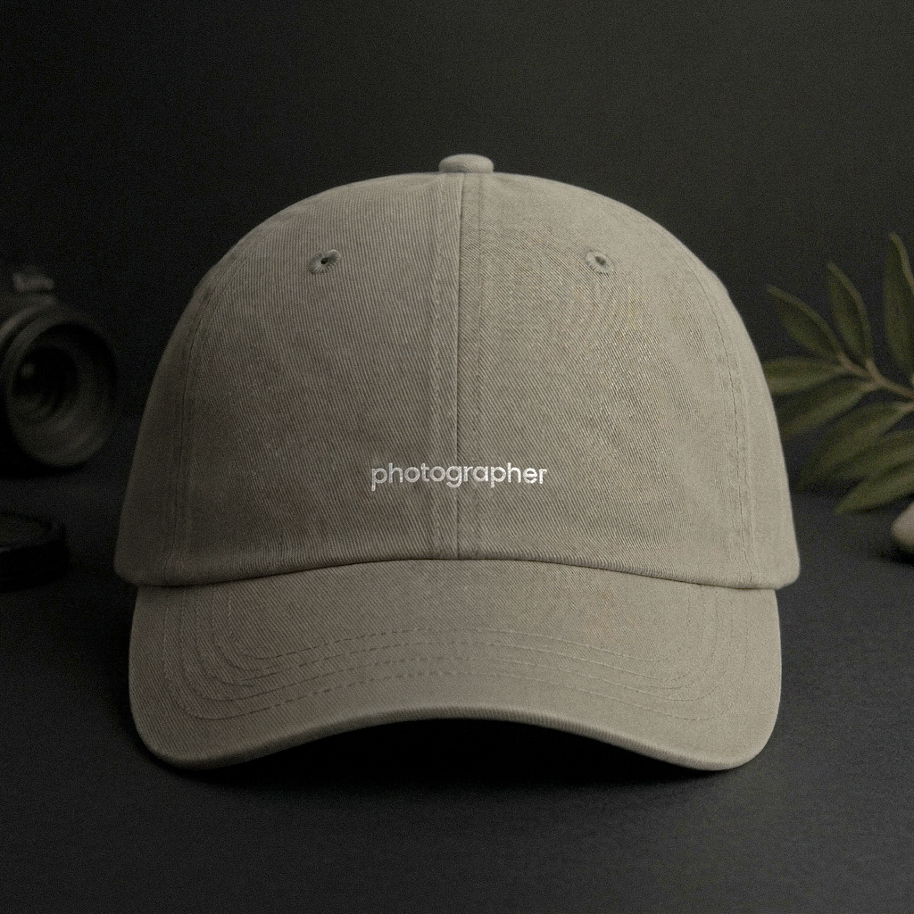 photographer washed cap